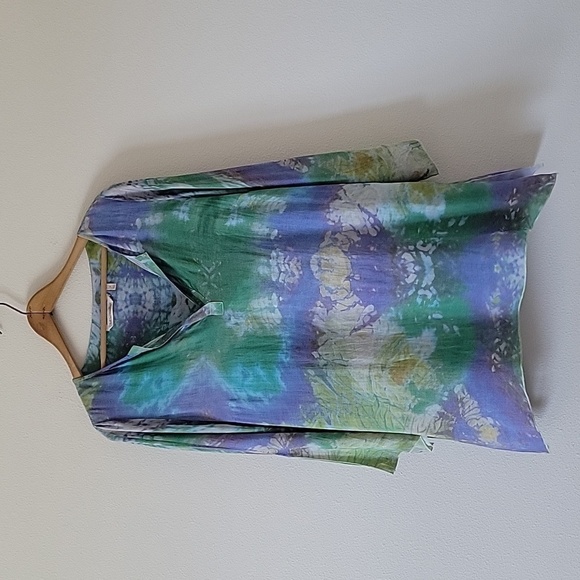 Soft Surroundings Blue Watercolor Tie Dye Kechmara Tunic Size Medium - Picture 2 of 8